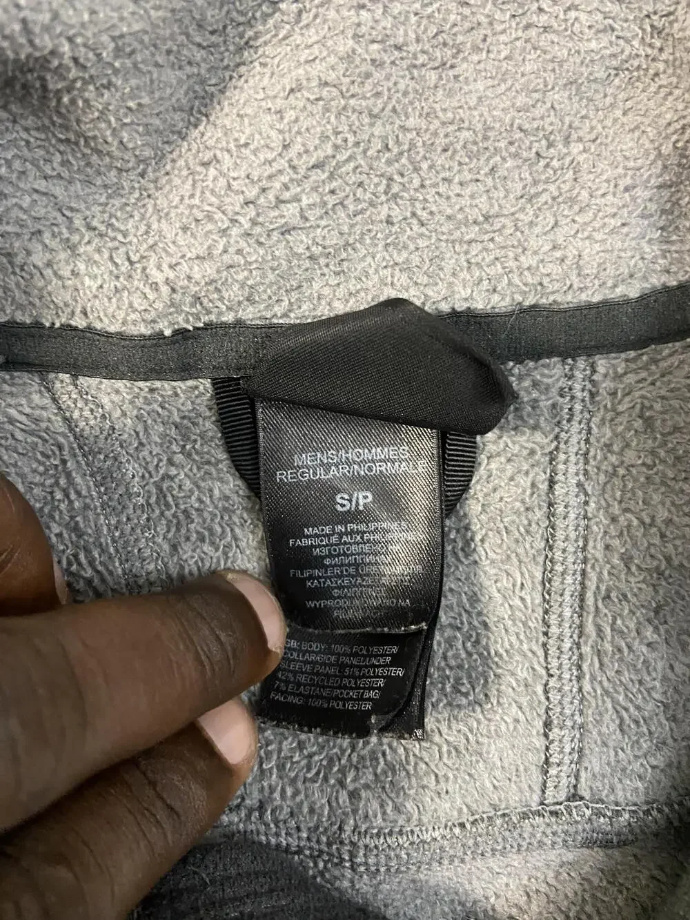 The North Face Jacket Mens Small Gray Black Full Zip Fleece Softshell Panels
